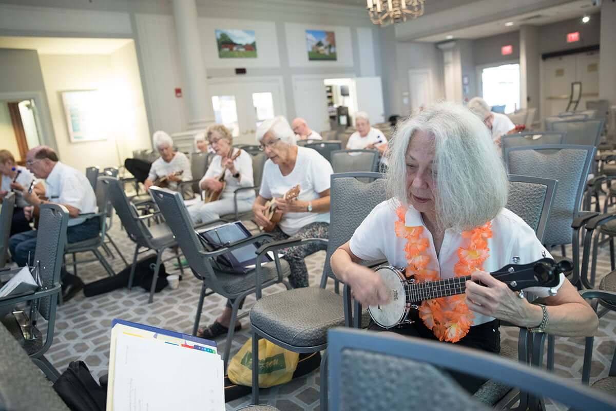 Group of seniors playing musical instruments