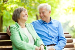 Senior couple enjoying time together at the park